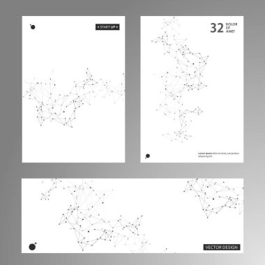 Teknoloji modern soyut kompozisyon. Noktaları ve çizgileri birleştir. Metin çerçevesi yüzeyi. Broşür kapağı tasarımı. Vektör ön sayfa yazı tipi tasarımı.