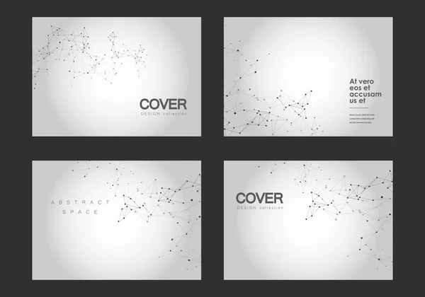 Abstract Molecules Brochure Design Vector Cover Template Connect Dots Lines — Stockvektor