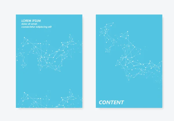 Vektorsablonok Prospektus Borító Méretben Absztrakt Geometriai Fogalom Összekapcsolt Vonalakkal Pontokkal — Stock Vector
