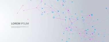 Banner design template with connectin dot and line. Cemistry element technology. Illustration molecular and digital geometric texture.