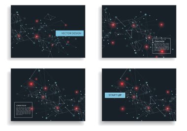 Beyaz fonda soyut el ilanı tasarımı. Vektör grafik desen. En az sanat tarzı. Soyut sanat arka plan vektörü. Geometrik doku. Bağlantı noktası ve satırı olan dergi.