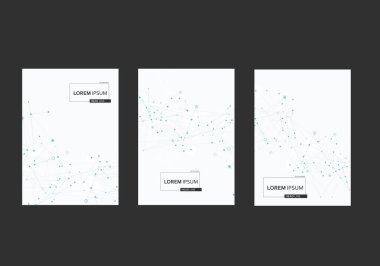 Broşür, broşür, broşür düzeni, broşür düzeni, broşür tasarımı, kapak tasarımı, kitap tasarımı ve broşür kapağı için A4 'ün vektör yerleşimi. Gri teknoloji arka planı, noktaları ve çizgileri birleştiriyor. Ağ konsepti.