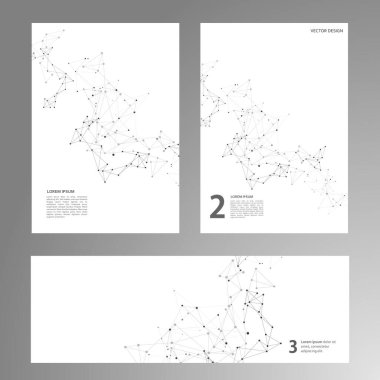 Sunum sayfası tasarımının vektör düzeni. Noktaları ve çizgileri birleştir. Sunum, broşür ve rapor için şablon. Model tıbbi arkaplan.