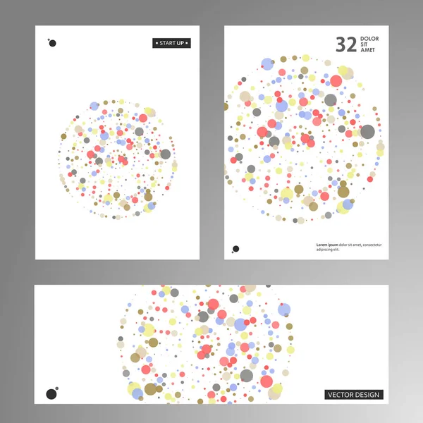 Vector frame design. Minimalistic line with dots color halftone. Creative element for design and business cards and annual report, invitations and brochures.