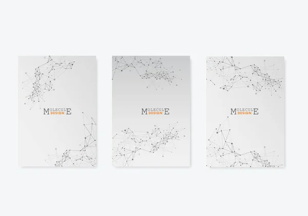 Moderní Vektorové Šablony Pro Brožuru Leták Obálkový Časopis Struktura Molekuly — Stockový vektor