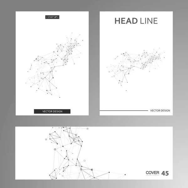Brochure Template Layout Design Abstract Geometric Background Connected Lines Dots — Vetor de Stock