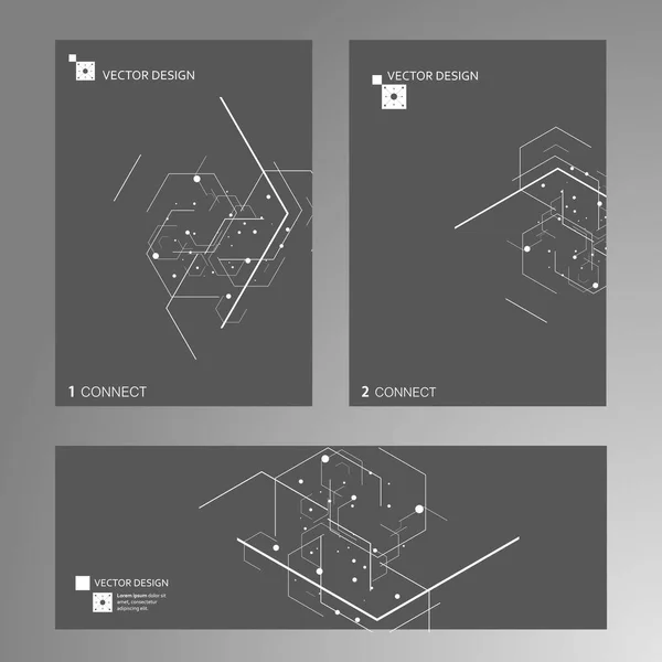 ベクトルカバーテンプレートデザイン 抽象的な六角形のパターンを持つ白い背景 原子技術の設計 装飾接続カバー — ストックベクタ