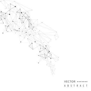 Geometric connected line and dots. Simple technology graphic. Vector science design. Digital vector network background