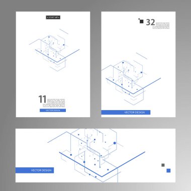 Vector cover template design. White background with abstract hexagon pattern.