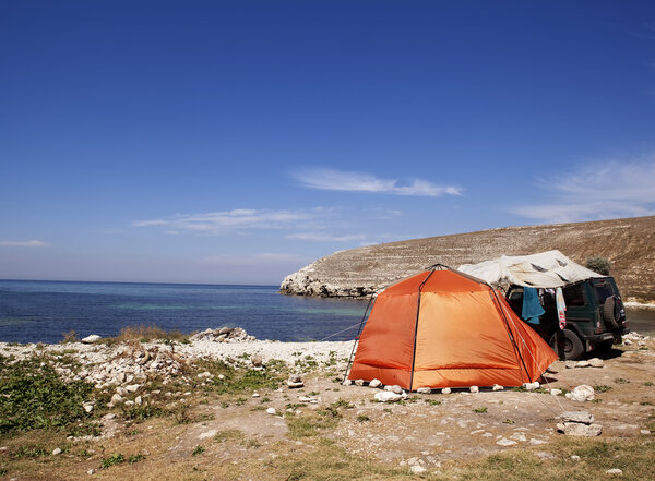 Jeep and tent