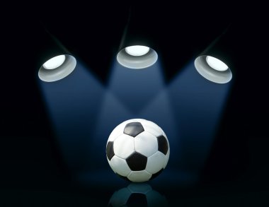 Three spotlights and a soccer ball clipart