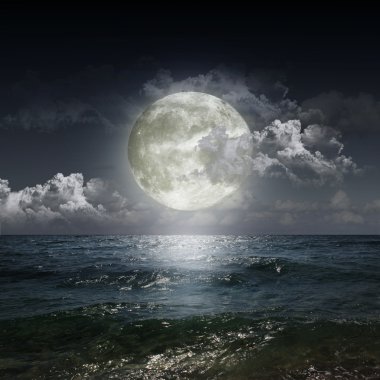moon reflecting in a lake clipart