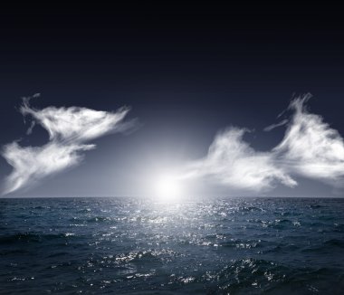 Nightly ocean. natural backgrounds clipart
