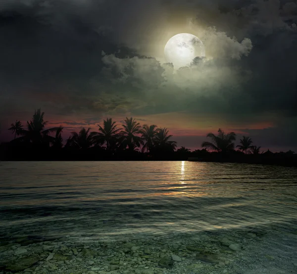 The ocean, sunset and moon — Stock Photo, Image