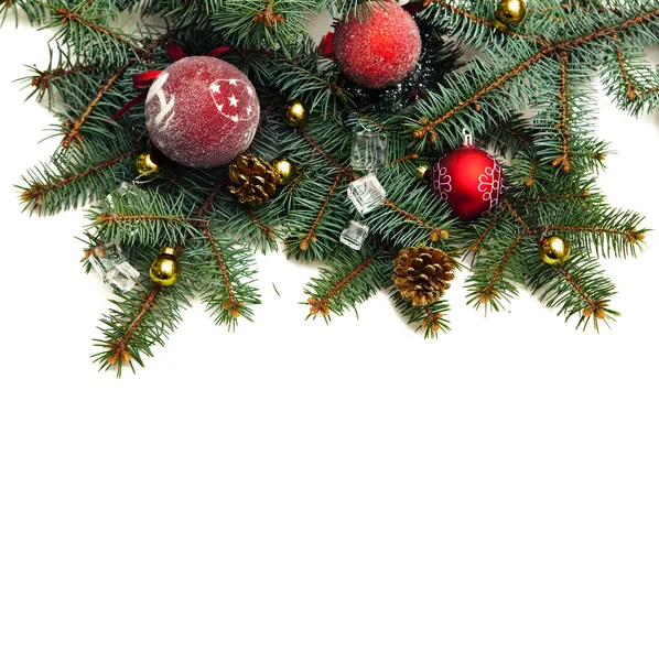 Fundo de Natal com bolas e decorações isoladas no whit — Fotografia de Stock