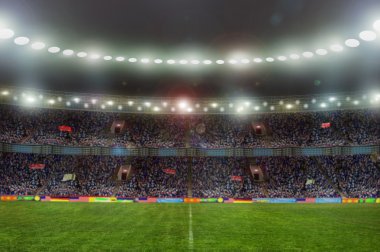 Güneşli bir günde spor ve konserler için stadyum boş