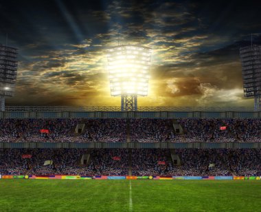 Güneşli bir günde spor ve konserler için stadyum boş