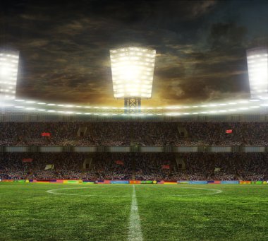 Güneşli bir günde spor ve konserler için stadyum boş