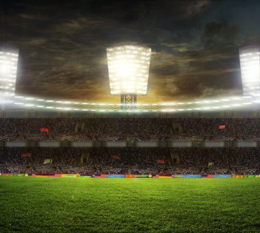 Güneşli bir günde spor ve konserler için stadyum boş