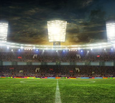 Güneşli bir günde spor ve konserler için stadyum boş