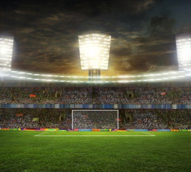 Güneşli bir günde spor ve konserler için stadyum boş