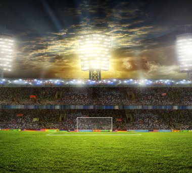 Güneşli bir günde spor ve konserler için stadyum boş