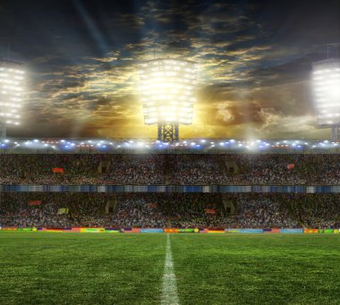 Güneşli bir günde spor ve konserler için stadyum boş