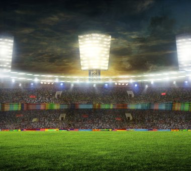 Güneşli bir günde spor ve konserler için stadyum boş