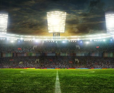 Güneşli bir günde spor ve konserler için stadyum boş