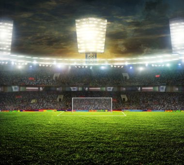 Güneşli bir günde spor ve konserler için stadyum boş