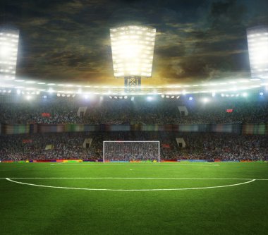 Güneşli bir günde spor ve konserler için stadyum boş