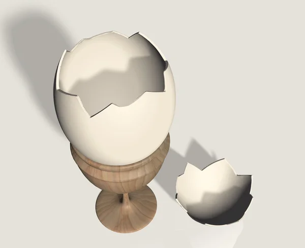壊れた卵の殻卵カップ — ストック写真