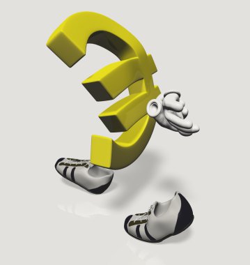 Euro simgesi karakter üzgün yürüyüş