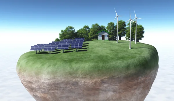 Ökologische Generatoren auf einem Gelände — Stockfoto