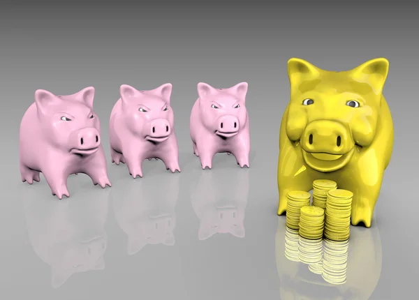 Envied golden piggy — Stock Photo, Image