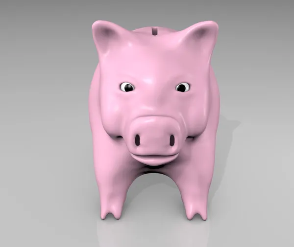 Vista frontale di piggy rosa — Foto Stock