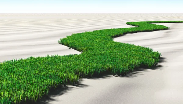 Met gras begroeide pad op het zand — Stockfoto