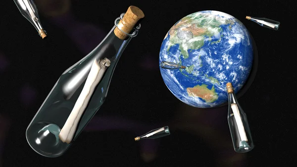 Mensajes en botellas desde el espacio — Foto de Stock