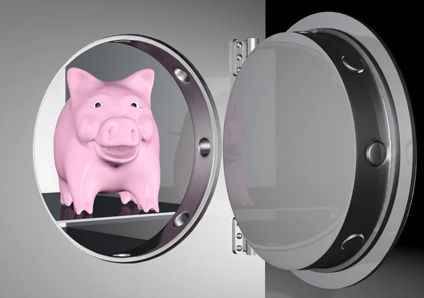 Piggy bank into a safe — Stock Photo, Image