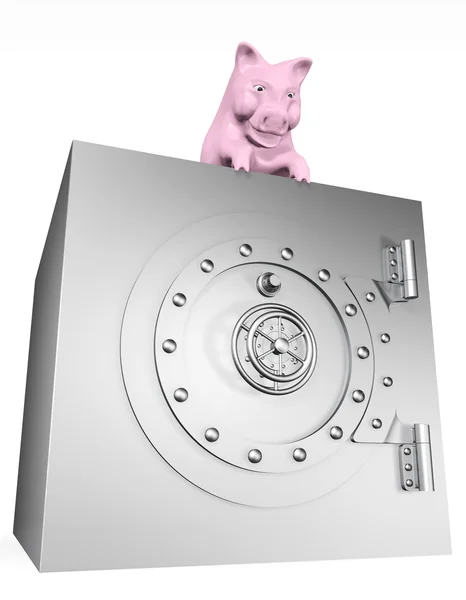 Piggy bank on the safe — Stock Photo, Image