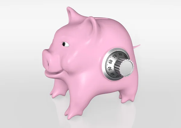 Banco porquinho tem um botão de combinação — Fotografia de Stock