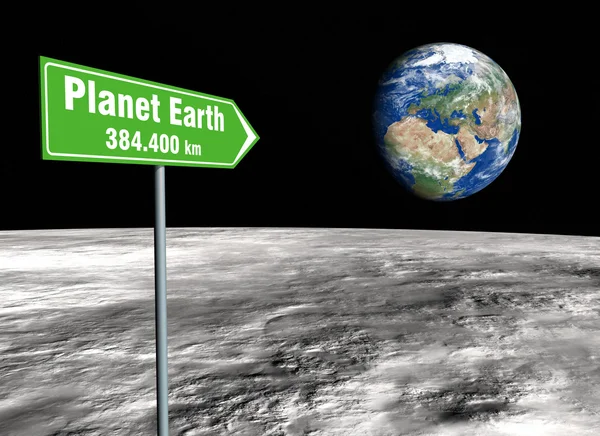 Signpost on the moon — Stock Photo, Image