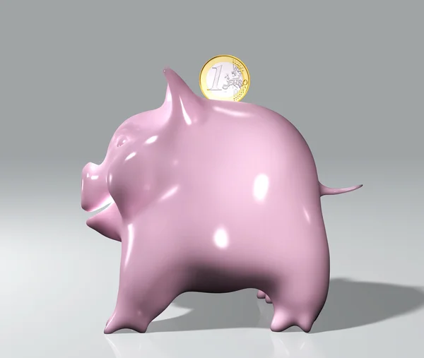 Piggy met één euro — Stockfoto