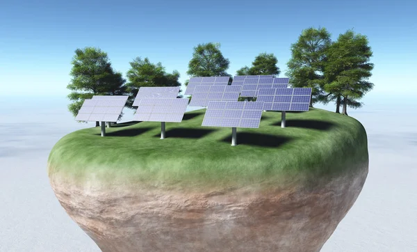 在一种地形上的太阳能电池板 — 图库照片