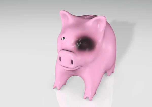 Piggy bank met een blauw oog — Stockfoto