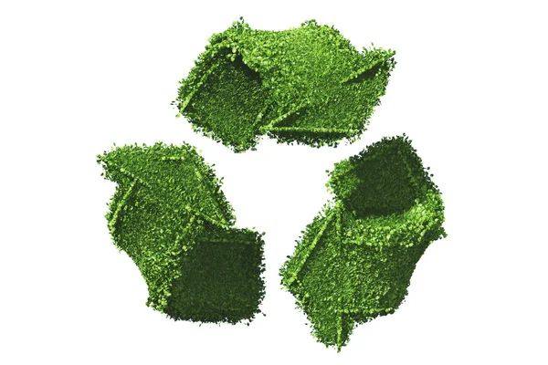 Recycling-Symbol mit Gras bedeckt — Stockfoto