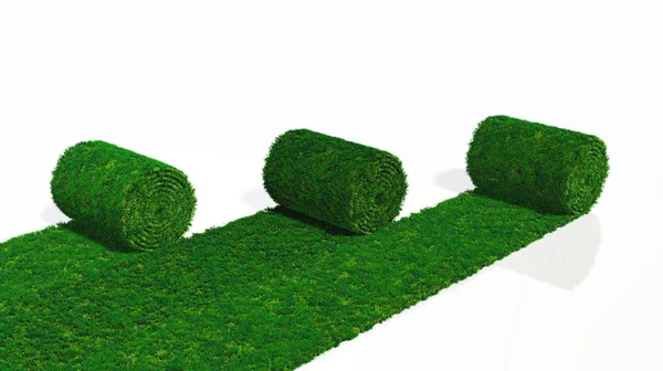 Three rolls of grass carpet — Stock Photo, Image