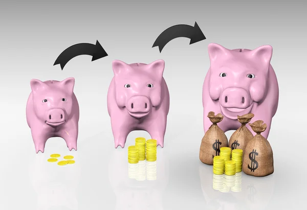 The piggy bank is growing up — Stock Photo, Image