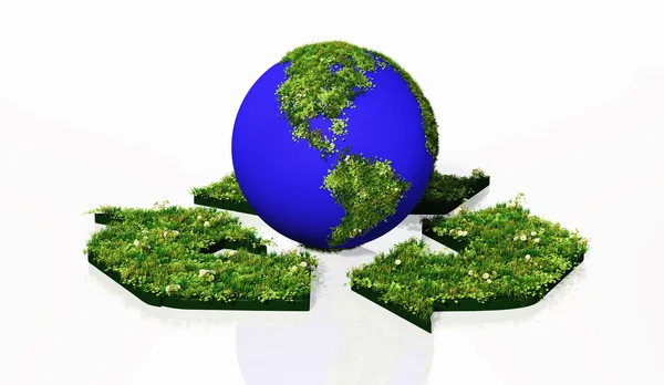 Monde dans le symbole de recyclage — Photo