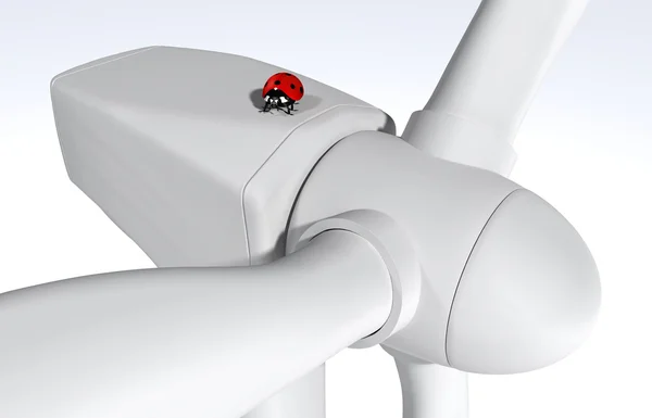 Nyckelpiga på vindkraftgenerator — Stockfoto